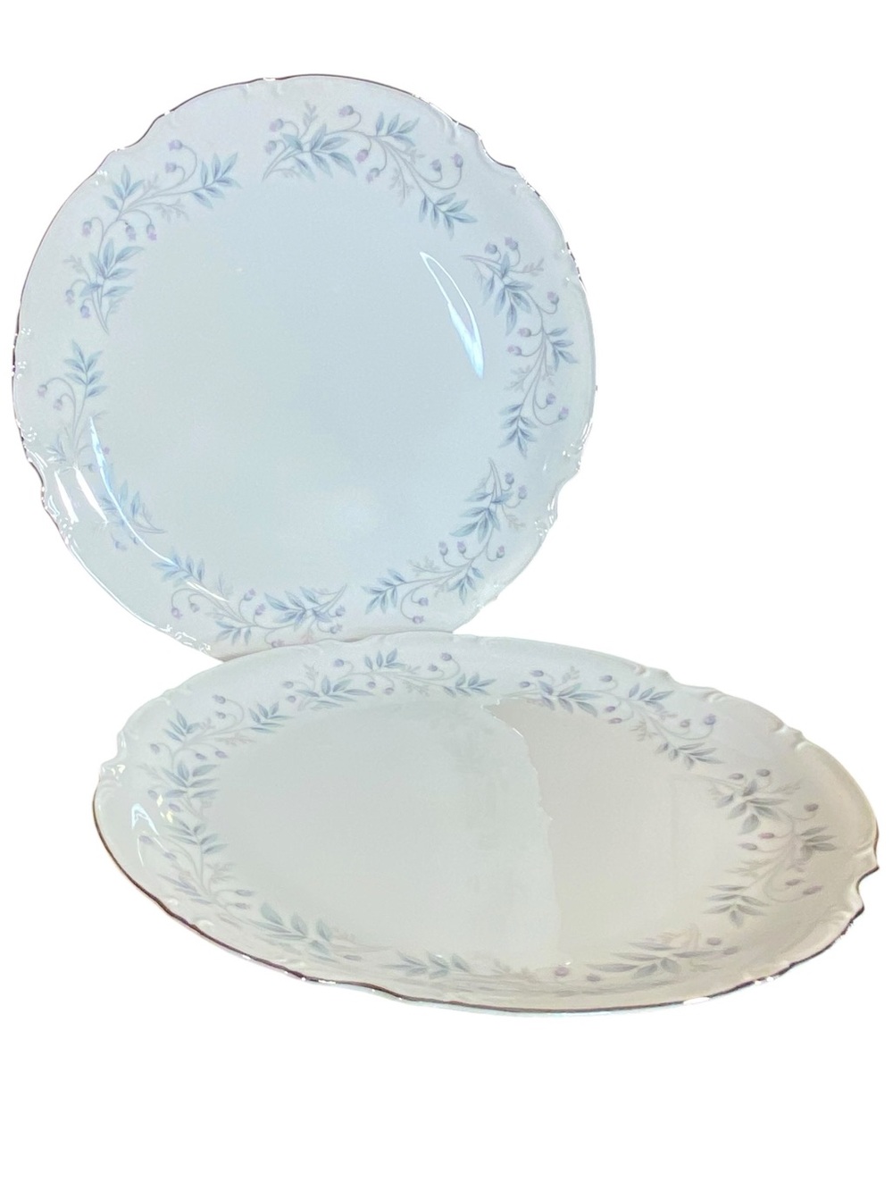 Mikasa Chalfonte Serving Platters set of 2 Blue White Pattern Vtg Fine China